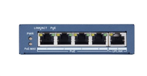 HIKVISION SWITCH 4 PORT GIGABIT UNMANAGED POE SWITCH 1 GIGABIT RJ45 UPLINK PORT, 802.3AF/AT, POE PO