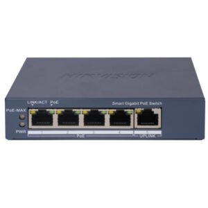HIKVISION SWITCH L2, SMART MANAGED, 4 GIGABIT RJ45 POE PORTS, 1 GIGABIT RJ45 PORT, 802.3AF/AT, POE P