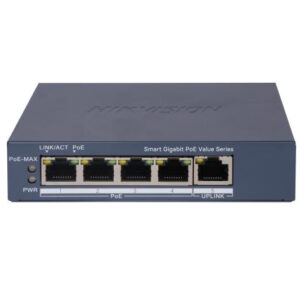 HIKVISION SWITCH L2, SMART MANAGED, 4 GIGABIT RJ45 POE PORTS, 1 GIGABIT RJ45 PORT, 802.3AF/AT, POE P
