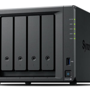 SYNOLOGY NAS TOWER 4X SATA, 2X NVME, MAX 40 CAM, CELERON J4125, 2GB RAM, 2.5GBE, USB 3.2,