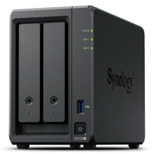 SYNOLOGY NAS TOWER 2X SATA, 2X NVME, MAX 40 CAM, RYZEN R1600, 4GB ECC, 2.5GBE, USB, ESATA,