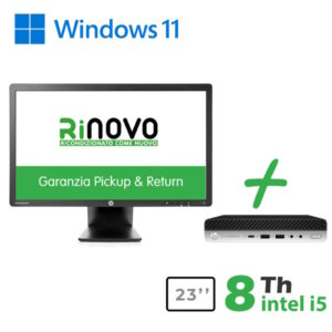 RINOVO ULTRA MINI PC DM HP 600-800 G4/G5 I5-8X00T 8GB 256SSD W11P RN65522115 + MONITOR HP 23" RNE23I